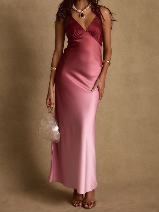 12th Tribe Dresses & Skirts - 12th Tribe Mulberry Ombré Satin Maxi Dress